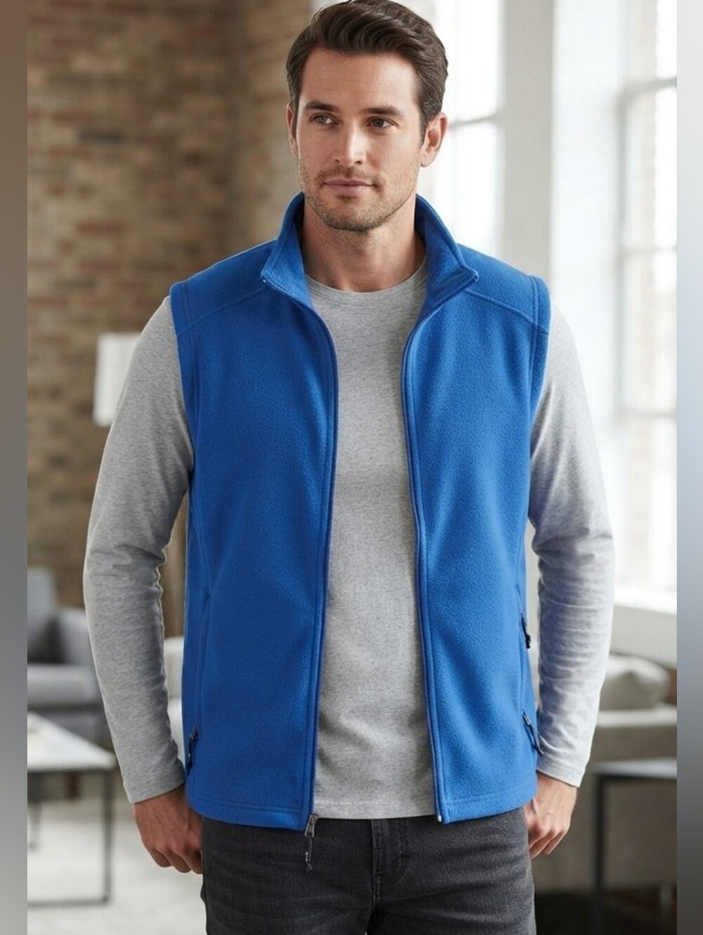 NWT Core 365 Men's Performance Fleece Vest Cobalt Blue Full Zip Pockets Medium